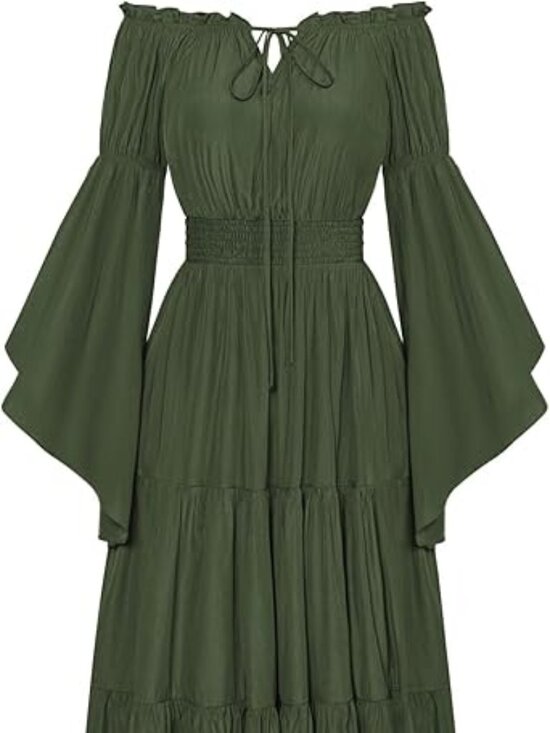 Scarlet Darkness Dresses & Skirts - Scarlet Darkness Renaissance Women Off Shoulder Bell Sleeve Tiered Maxi